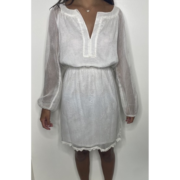 Chelsea & Violet Dresses & Skirts - Chelsea&Violet Boho Dress , Ivory/Gold Bead, Lined, Long Sheer Sleeves, Size S‎